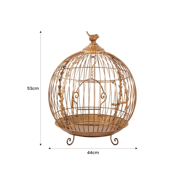 Antique Gold Bird Cage Display Metal Christmas Decor Image 4