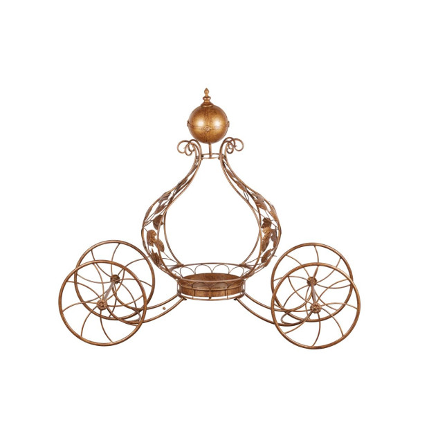 Antique Gold Metal Carriage Display 153cm Image 2