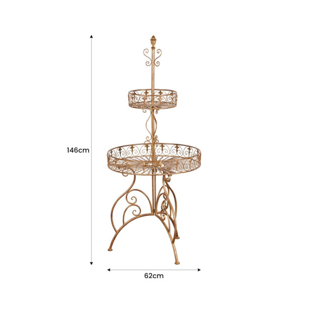 Antique Gold 2-Tier Metal Display Stand Image 4
