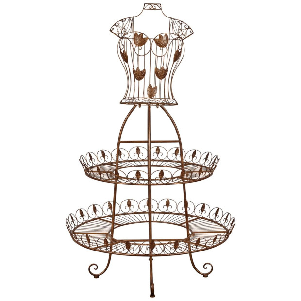 Antique Gold 2-Tier Metal Mannequin Display Stand Image 2