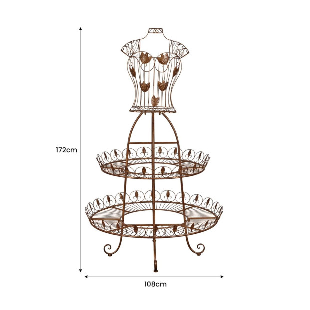 Antique Gold 2-Tier Metal Mannequin Display Stand Image 4