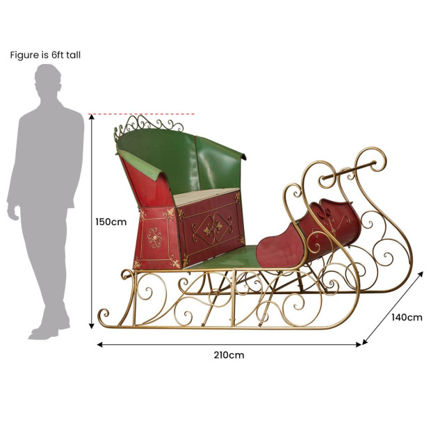 Jumbo Life Size Rustic Christmas Sleigh Display - 210cm Image 4