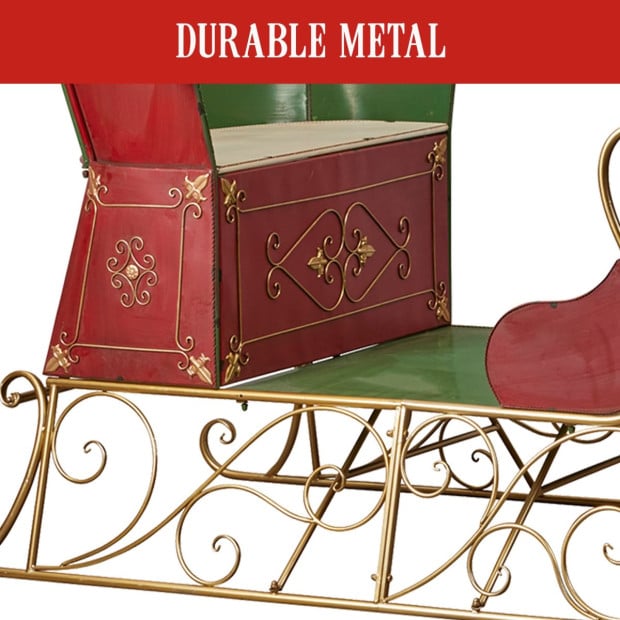 Jumbo Life Size Rustic Christmas Sleigh Display - 210cm Image 6