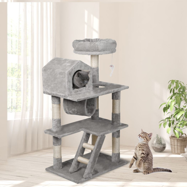 Cat Tree Scratching Post Scratcher Tower House Furniture Grey 110cm Image 7