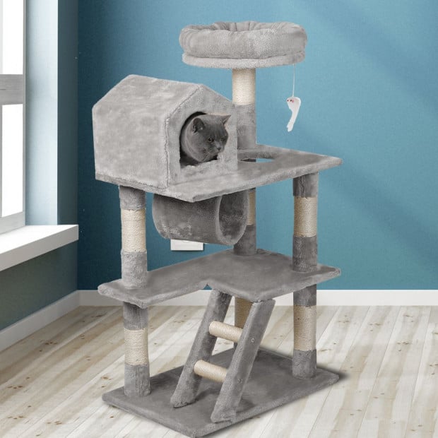 Cat Tree Scratching Post Scratcher Tower House Furniture Grey 110cm Image 8