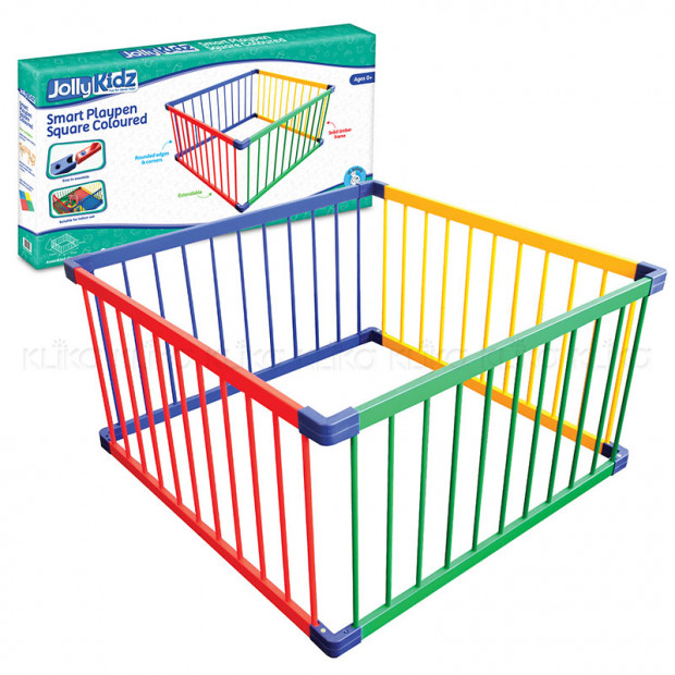 Jolly Kidz Smart Square Playpen - Rainbow