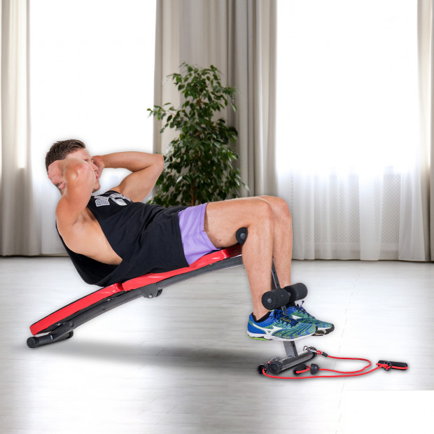 Incline sit-up bench with Resistance Bands Image 3