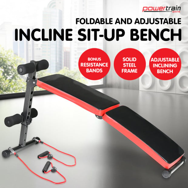 Incline sit-up bench with Resistance Bands Image 4