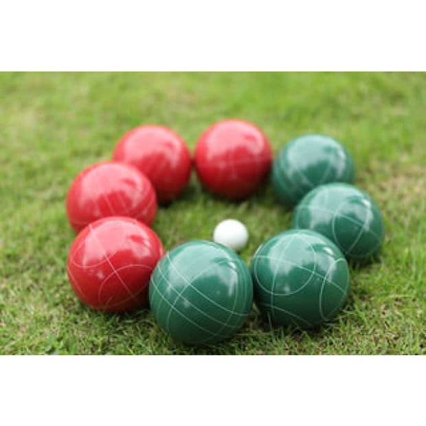 Deluxe 8 Resin Bowls Bocce Game Set Red & Green W/ Rules Image 2