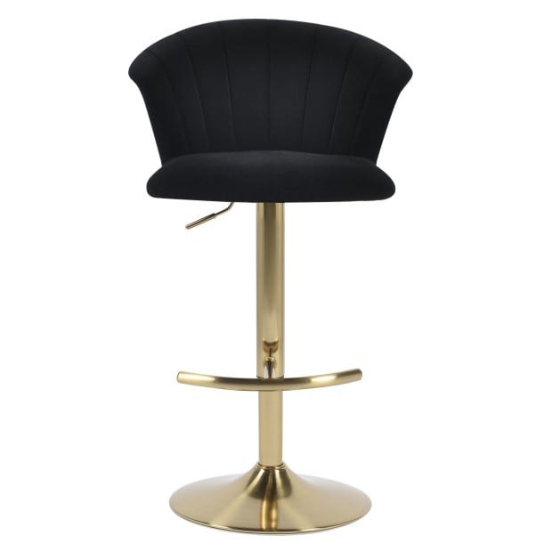 Flare Golden Velvet Gas Lift Barstool Kitchen Backrest - Black Image 2