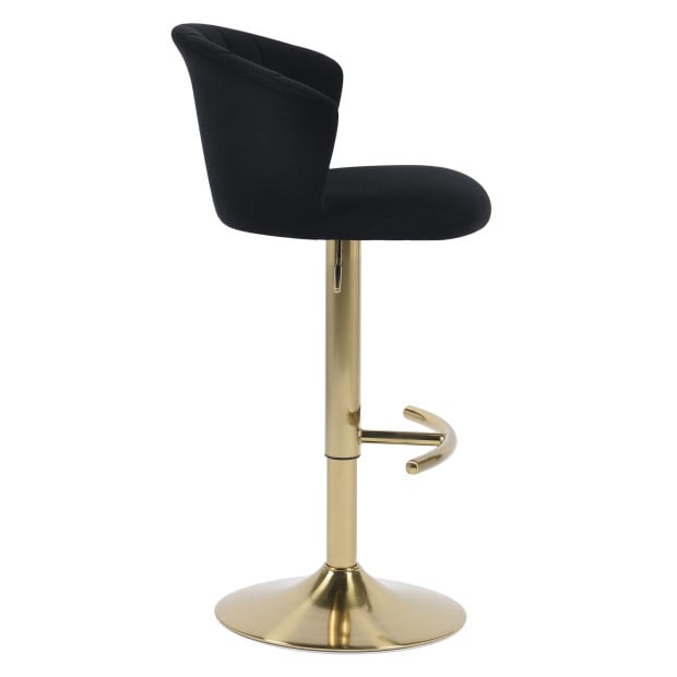 Flare Golden Velvet Gas Lift Barstool Kitchen Backrest - Black Image 3