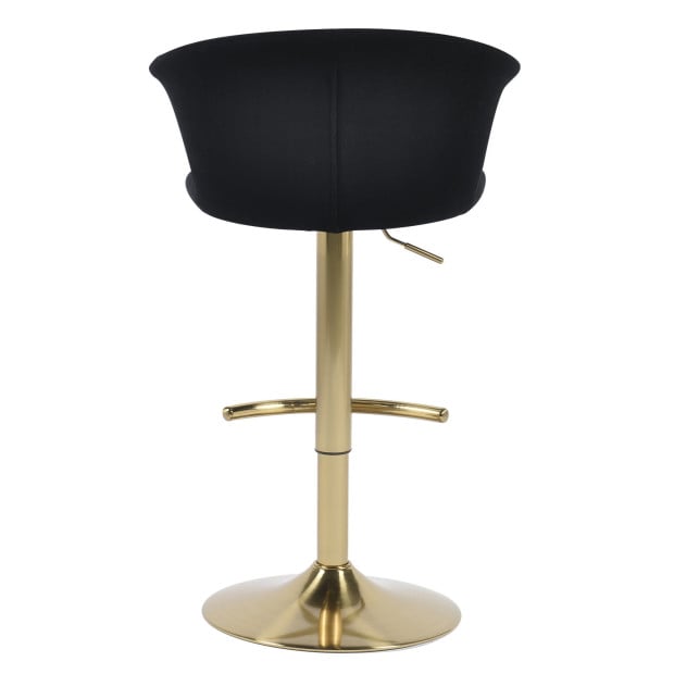 Flare Golden Velvet Gas Lift Barstool Kitchen Backrest - Black Image 4