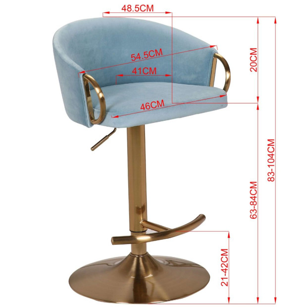 Winfrey Gas Lift Bar Stool Kitchen Backrest - Blue Image 6