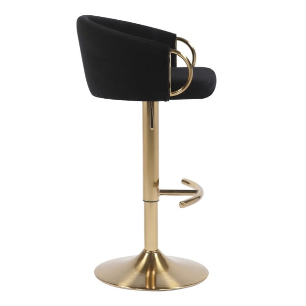 Winfrey Gas Lift Bar Stool Kitchen Backrest Velvet - Black Image 3