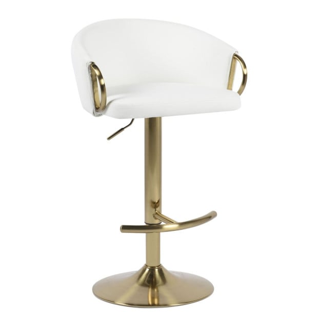 Winfrey Gas Lift Bar Stool Kitchen Backrest Faux Leather - White