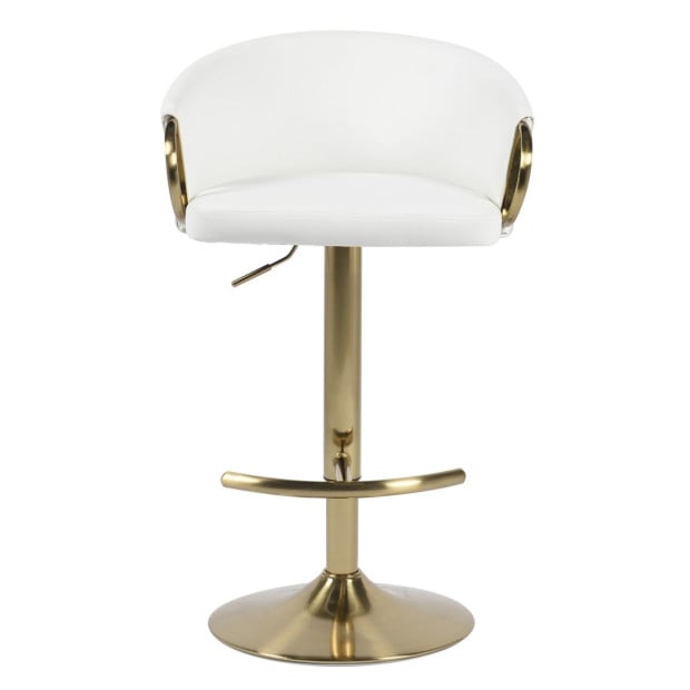 Winfrey Gas Lift Bar Stool Kitchen Backrest Faux Leather - White Image 2