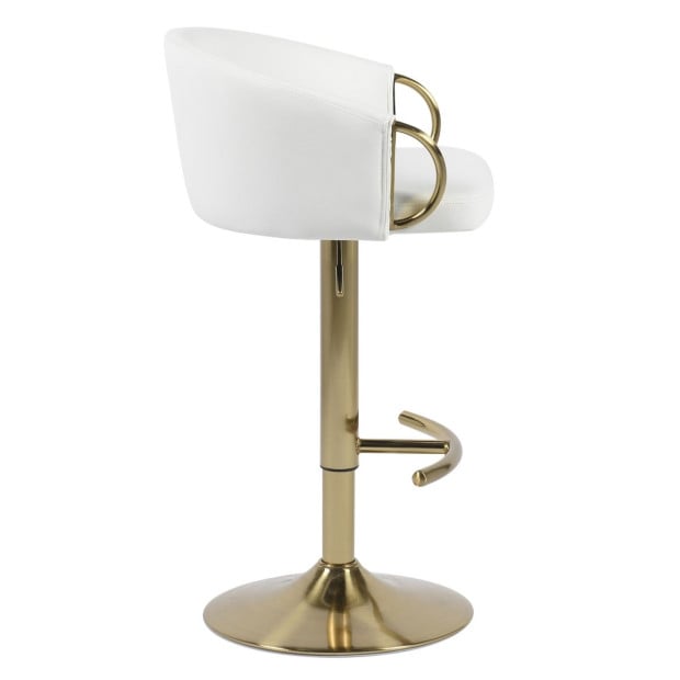 Winfrey Gas Lift Bar Stool Kitchen Backrest Faux Leather - White Image 3