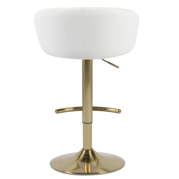 Winfrey Gas Lift Bar Stool Kitchen Backrest Faux Leather - White Image 4