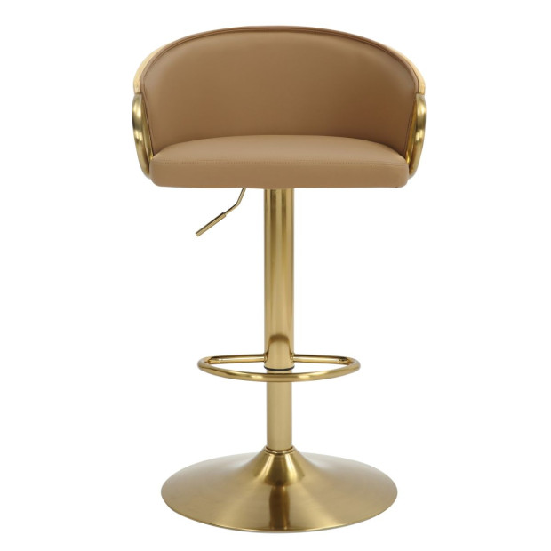Jensen Gold Gas Lift Bar Stool Kitchen Backrest Faux Leather - Oak