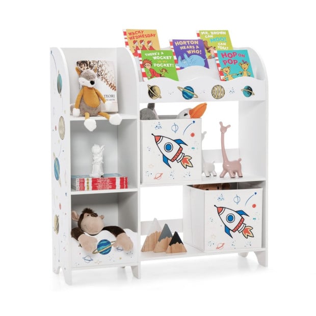 Bookshelf Toy Storage Display Shelf With Storage Rack For Kids White