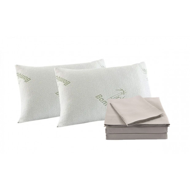 Bamboo Blend Sheet Set Pillows 2 Pack - King - Warm Grey Image 4