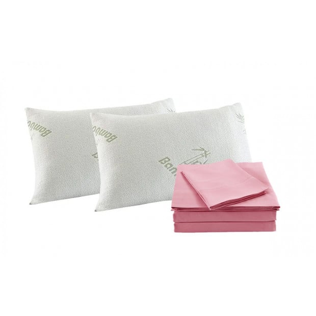 Bamboo Blend Sheet and Pillows 2 Pack - King - Blush Image 4