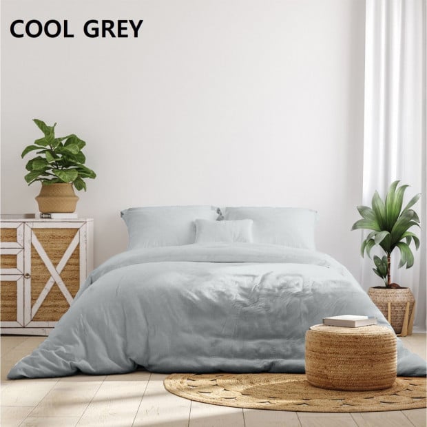1000 Thread Count Bamboo Cotton Sheet and Quilt Cover Queen Cool Grey