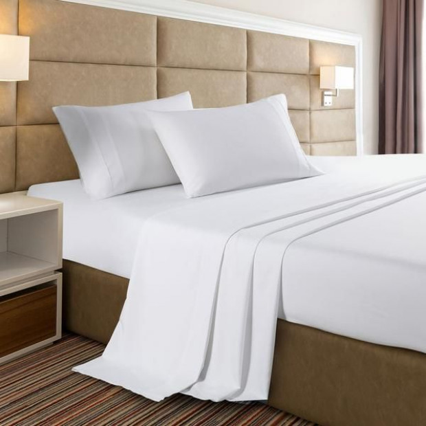 350GSM Bamboo Quilt 2000TC Sheet Set Pillows Set - Double - White Image 4