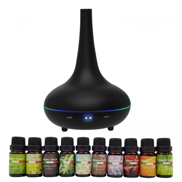 Aroma Diffuser Set With 10 Pack Diffuser Oils Humidifier - Black Image 2