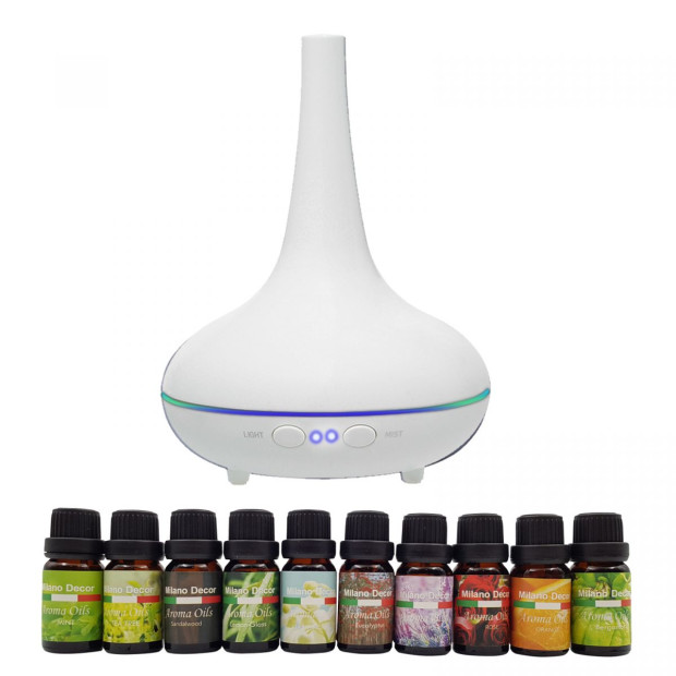 Aroma Diffuser Set With 10 Pack Diffuser Oils Humidifier Aromatherapy - White Image 2