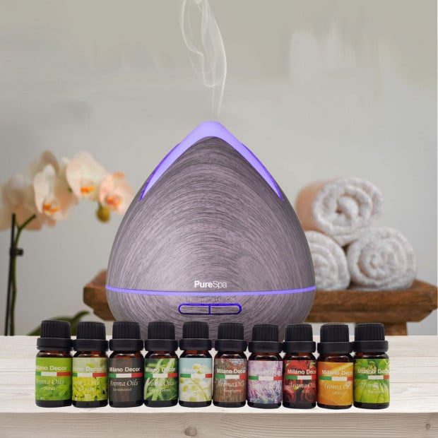 Diffuser Set With 10 Pack Diffuser Oils Humidifier Aromatherapy Violet