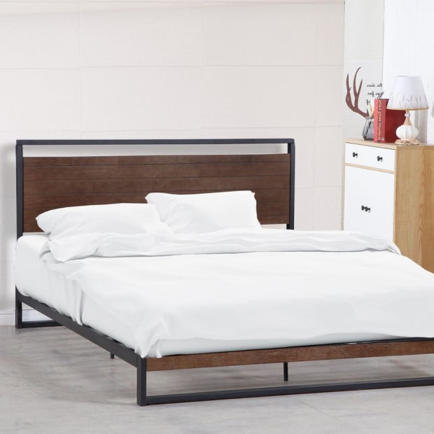 Bed Frame + Mattress + 250GSM Bamboo Quilt Package Deal Set - Queen Image 4