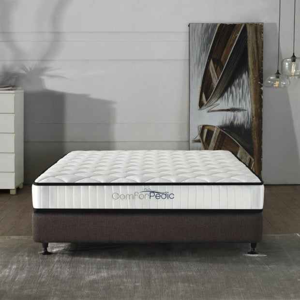 Wood Bed Frame With Mattress Package Deal Set - Double - White Brown Image 5
