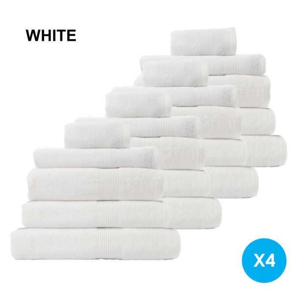 20 Pc Cotton Bamboo Towel Bundle Set 450GSM Luxury Absorbent - White