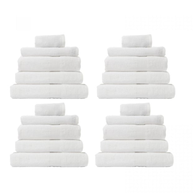 20 Pc Cotton Bamboo Towel Bundle Set 450GSM Luxury Absorbent - White Image 3