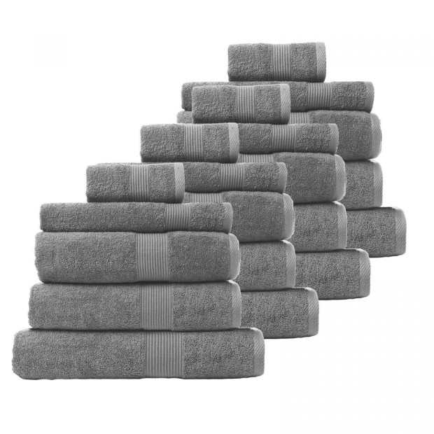 20Pc Cotton Bamboo Towel Bundle Set 450GSM Luxury Absorbent - Charcoal Image 2