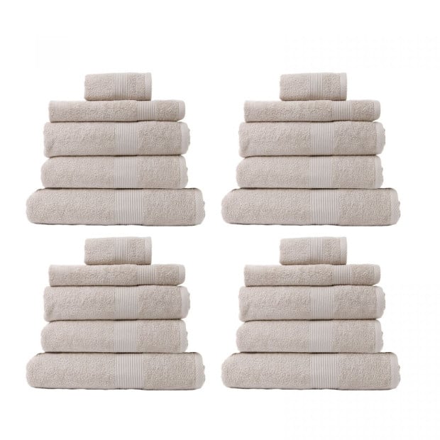 20pc Cotton Bamboo Towel Bundle Set 450GSM Luxurious Absorbent - Beige Image 3
