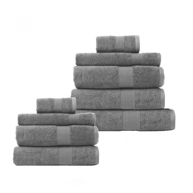 9 Pc Cotton Bamboo Towel Bundle Set 450GSM Luxurious - Charcoal Image 2