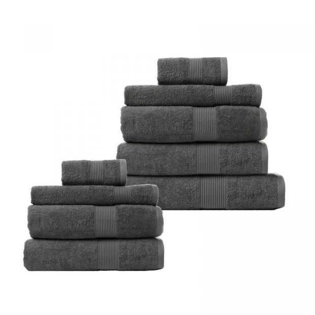 9 Pc Cotton Bamboo Towel Bundle Set 450GSM Luxurious - Granite Image 2