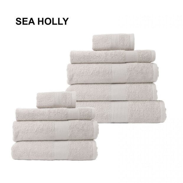 9 Pc Cotton Bamboo Towel Bundle Set 450GSM Luxurious - Sea Holly