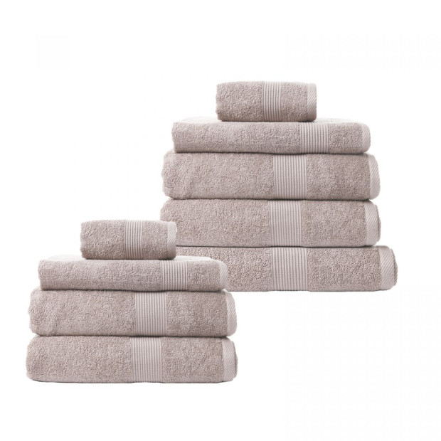 9 Piece Cotton Bamboo Towel Bundle Set 450GSM Luxurious - Champagne Image 2