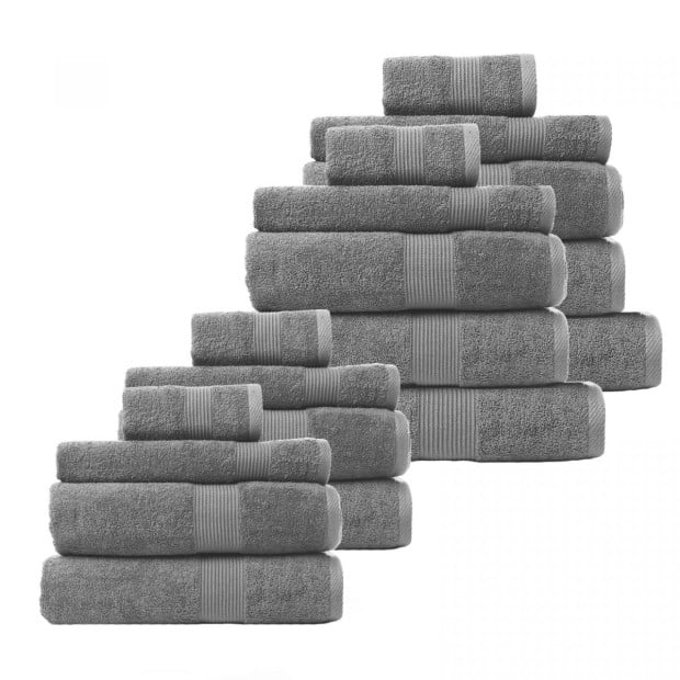 18 Pc Cotton Bamboo Towel Bundle Set 450GSM Luxurious - Charcoal Image 2