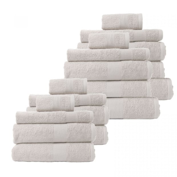 18 Piece Cotton Bamboo Towel Bundle Set 450GSM Luxurious - Sea Holly Image 2