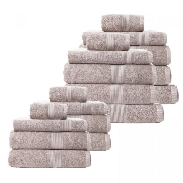 18 Piece Cotton Bamboo Towel Bundle Set 450GSM Luxurious - Champagne Image 2