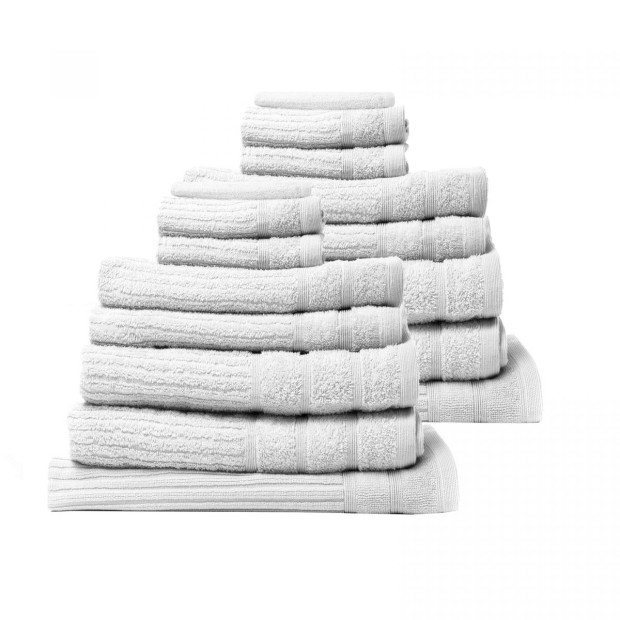 16 Piece Egyptian Cotton Towel Set 600GSM Luxurious Absorbent - White Image 2