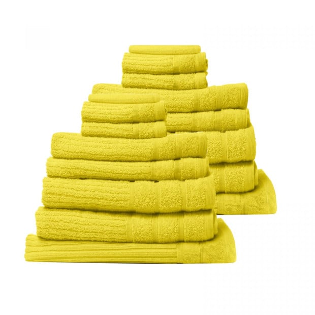 16 Piece Egyptian Cotton Eden Towel Set 600GSM Luxurious - Yellow Image 2