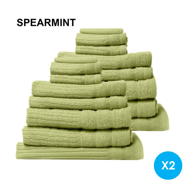 16 Piece Egyptian Cotton Eden Towel Set 600GSM Luxurious - Spearmint