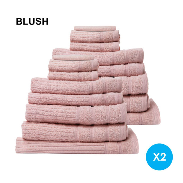 16 Piece Egyptian Cotton Eden Towel Set 600GSM Luxurious - Blush