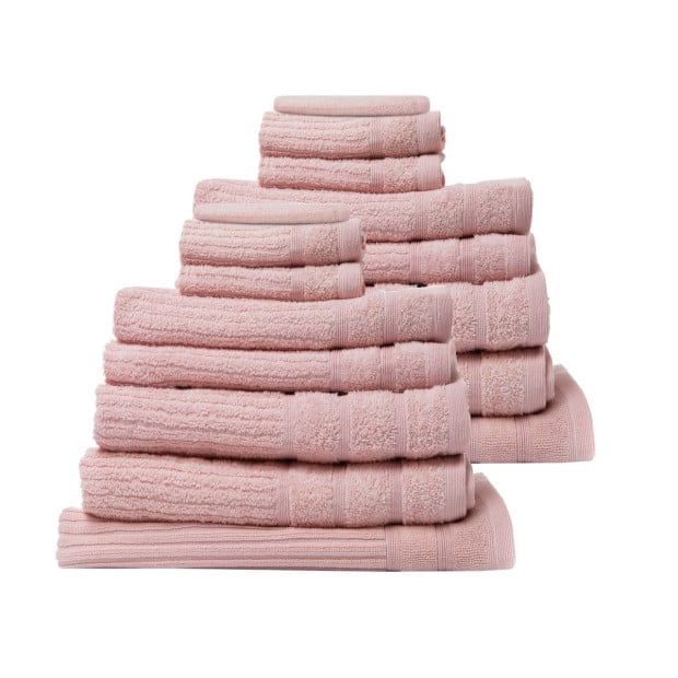 16 Piece Egyptian Cotton Eden Towel Set 600GSM Luxurious - Blush Image 2