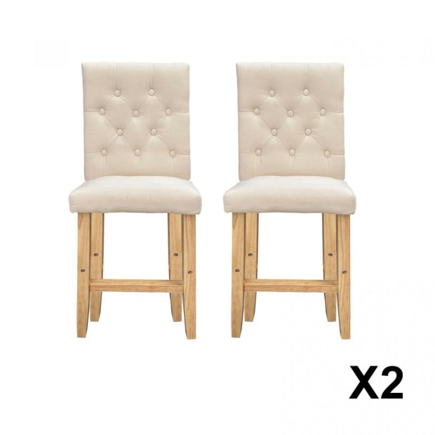 Hamptons Cream Chairs Kitchen Dining Chair Bar Stool - Two Pack Cream